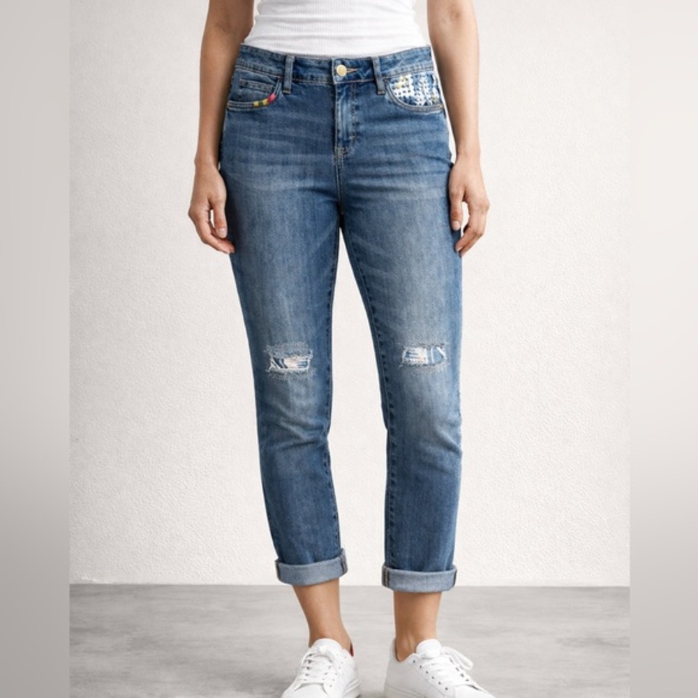 Tommy Bahama Pendleton 29 Jeans Boho Western Embroidered Patch Ankle Coastal